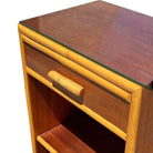 Restored Rattan and Mahogany Lowboy Dresser and Nightstand Set