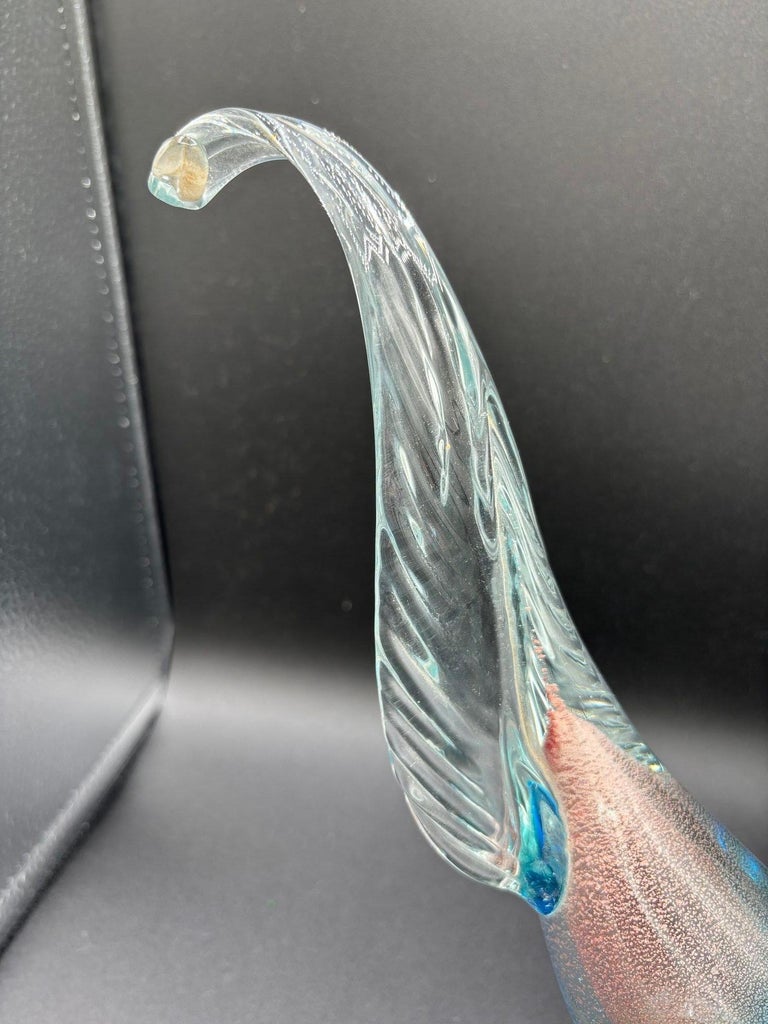 Mide-century Murano Pheasant Art Glass Sculpture attributed to Barovier & Toso