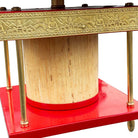 Mid-Century Pagoda Enameled Red Metal & Gold-Tone Tole Chinoiserie Chandelier
