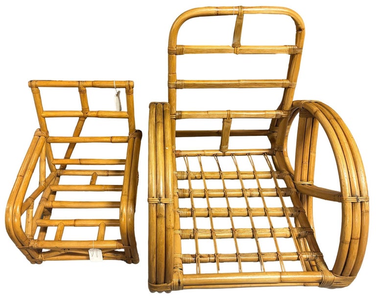 Restored Child Size "1949er" Two-Strand Rattan Sofa & Lounge Chair Set
