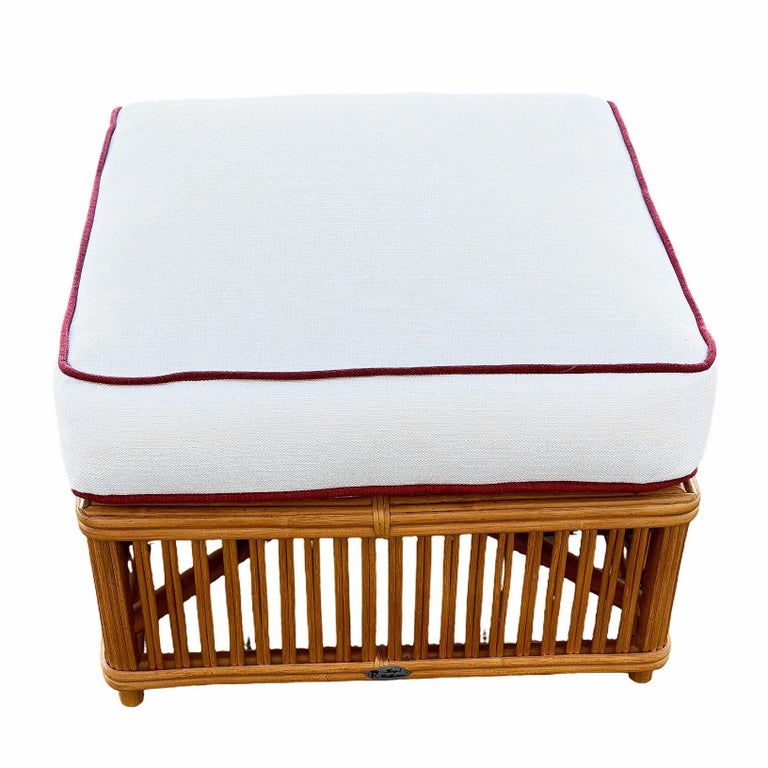 Art Deco Presidents Stick Reed Rattan Nantucket Lounge Armchair & Ottoman Set