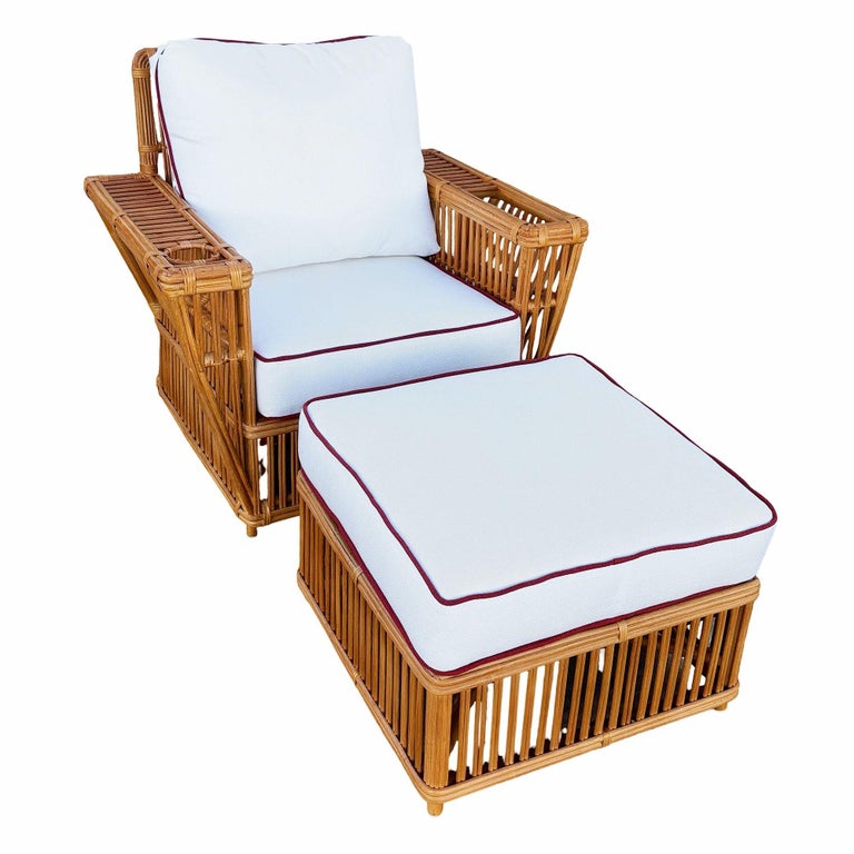 Deco Style "Presidents" Stick Reed Rattan Nantucket Sofa/Lounge Living Room Set