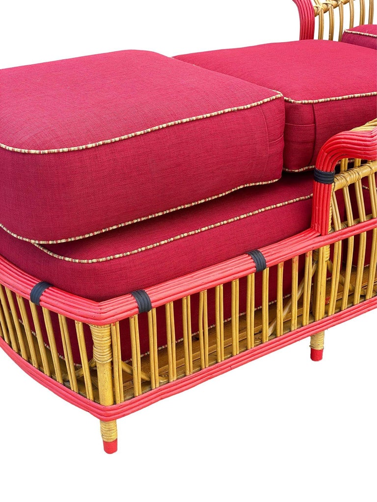 Restored Stick Reed Rattan "President" Chaise Lounge