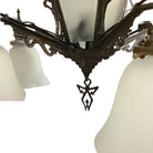 Art Deco Slat Glass Hanging Light Chandelier With Geometric Details