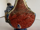 Japanese Sumida Ware Vase with Two Men on Rocky Ledge by Inoue Ryosai II