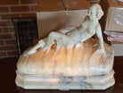 Hand Carved Nude Light Alabaster Glamour Sculpture, Circa 1920