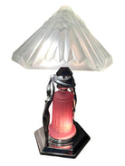 Frankart Era Art Deco Style Chrome Figural Lamp w/ Vivian Glass Shade