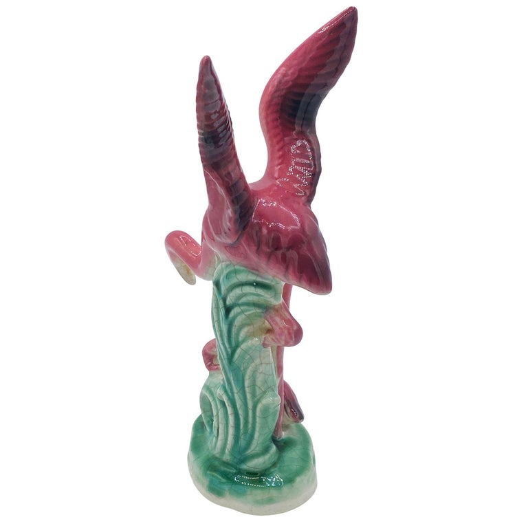 Mid-century Ceramic Flamingo Figurine & Vase Set by Maddux & Leftons