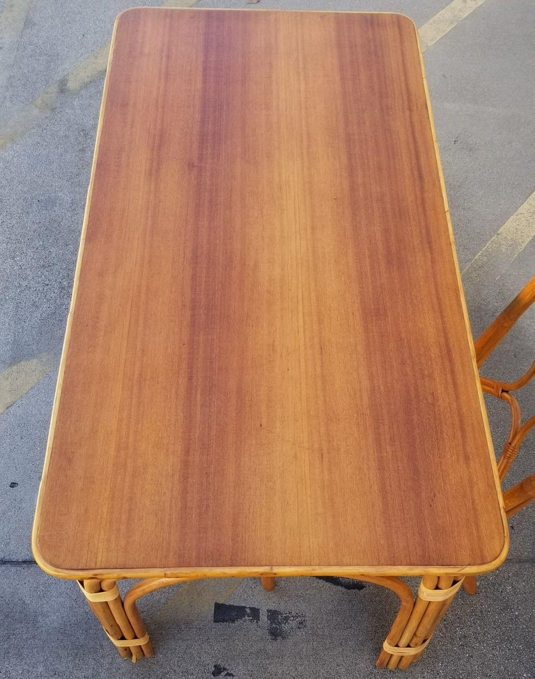 Ficks Reed Restored Rattan Dining Room Table and Chairs Set
