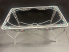 Pink Rose White Iron Garden Table and Chairs Set