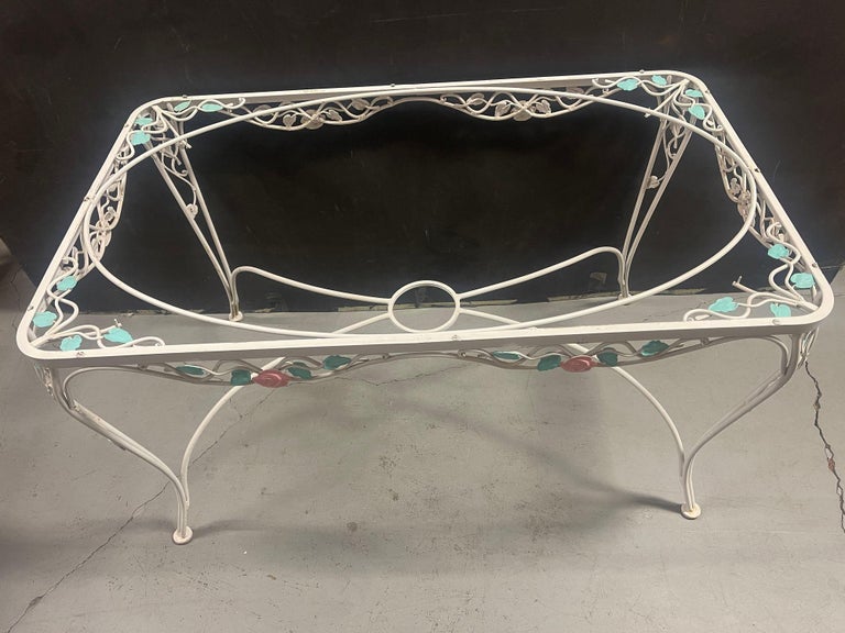 Pink Rose White Iron Garden Table and Chairs Set