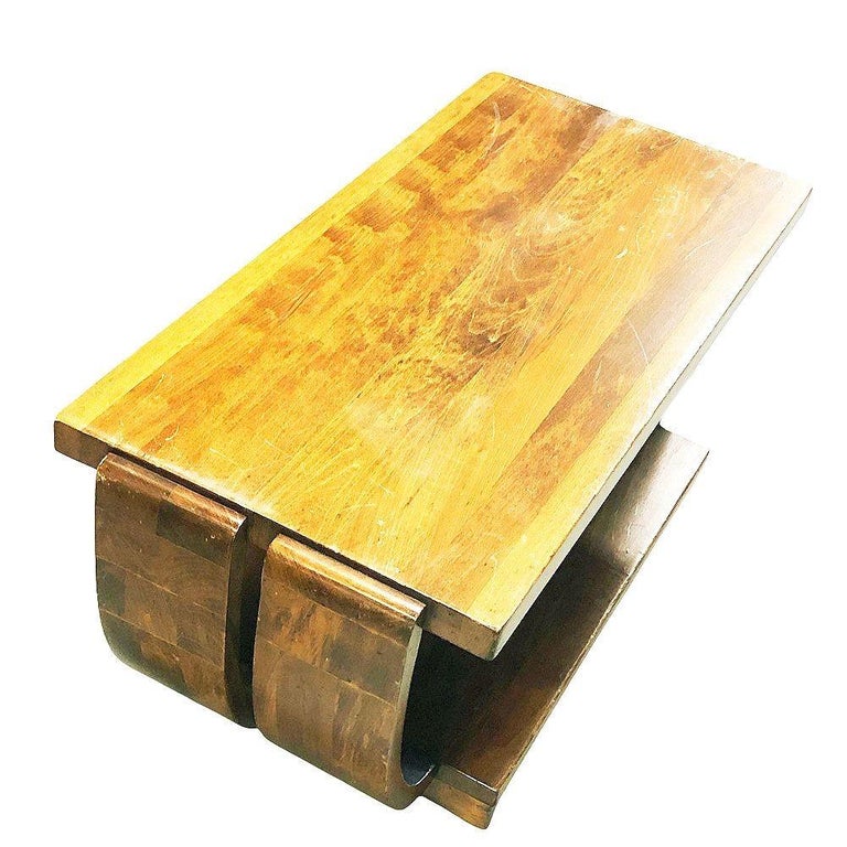 Blond Geometric Art Deco Side & Coffee Table by Gilbert Rohde for Brown Saltman