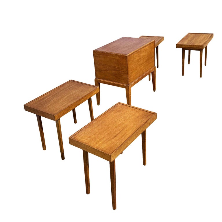 Rare MCM Danish Modern Mahogany Chest of 4 Side Table Stands by Frits Henningsen