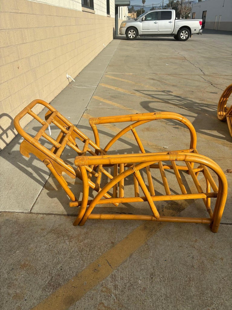 Restored 1940's Transition Rattan Recliner Lounge Chair