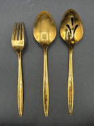 Modernist Pattern Gold Plated Stainless Flatware Set of 92 by 1847 Rogers Bros