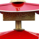 Mid-Century Pagoda Enameled Red Metal & Gold-Tone Tole Chinoiserie Chandelier