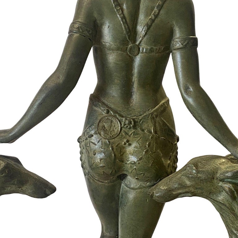 Art Deco Light-up Flapper Bronze Patina Sculpture by Enrique Molins-Balleste