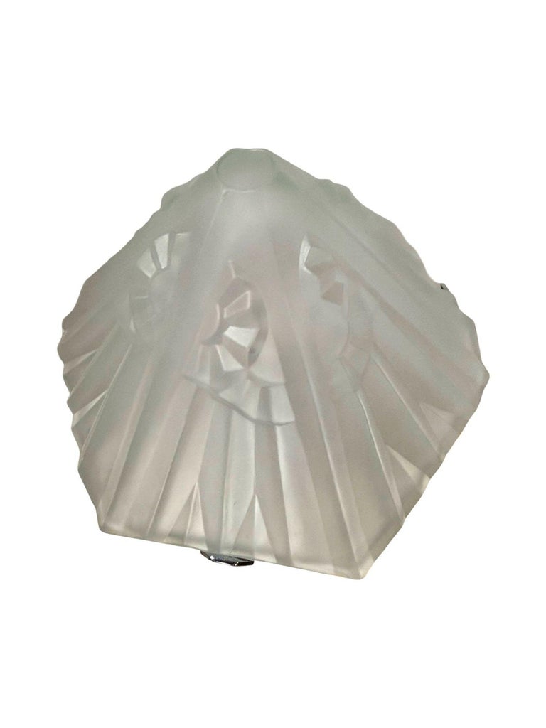 Frankart Era Art Deco Style Chrome Figural Lamp w/ Vivian Glass Shade