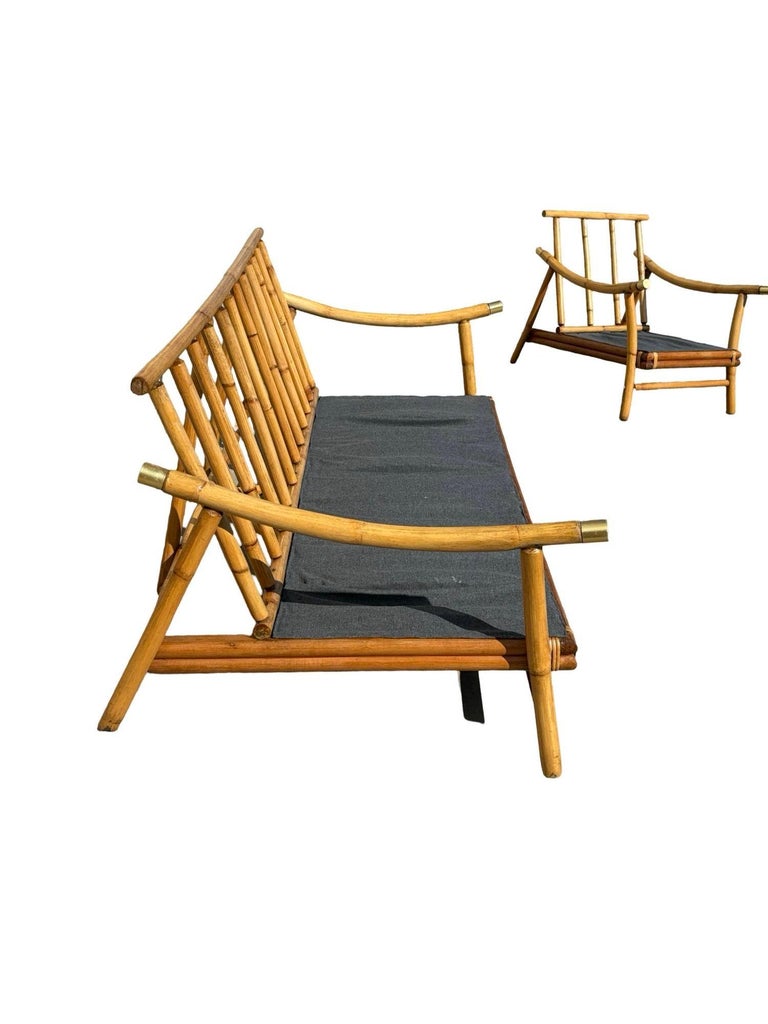 Restored Rattan Sofa & Chair Livingroom Set by John Wisner for Ficks Reed