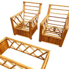 Heywood Wakefield "Oak Rattan" Lounge Chair Pair w/ Coffee Table