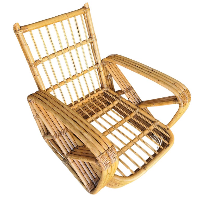 Original Historic Hand Made 4- Strand Square Pretzel Rattan Lounge & Sofa Set