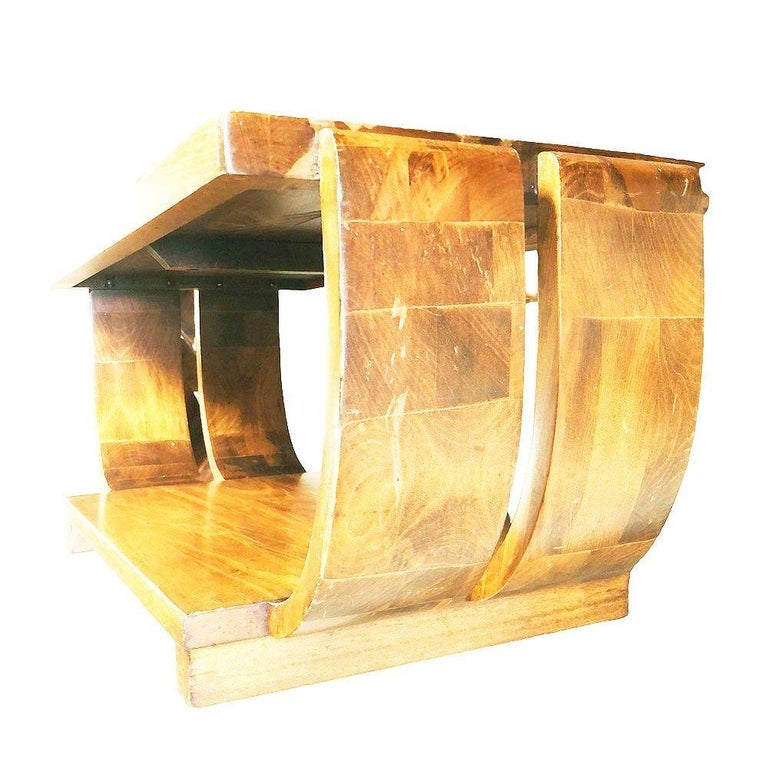 Blond Geometric Art Deco Side & Coffee Table by Gilbert Rohde for Brown Saltman