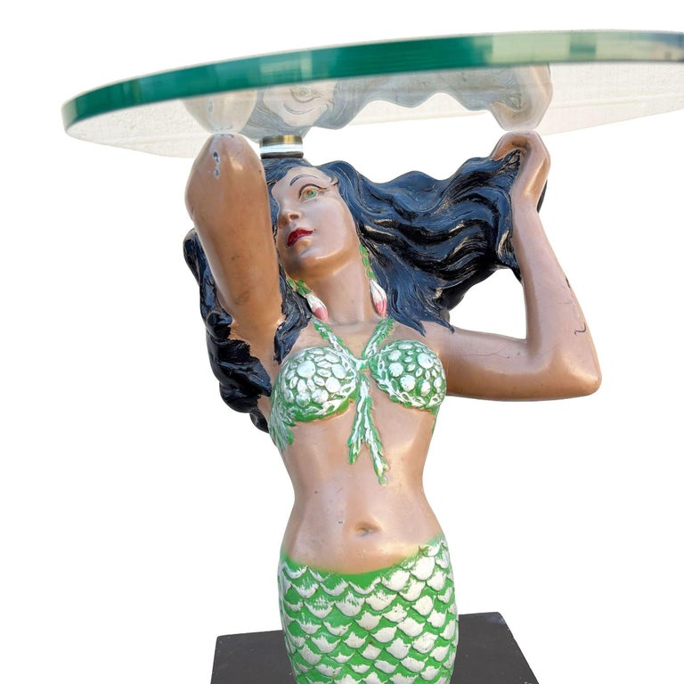 MCM Sculptural Nude Mermaid Biomorphic Cocktail Table w/ Pair of End Tables
