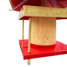 Mid-Century Pagoda Enameled Red Metal & Gold-Tone Tole Chinoiserie Chandelier