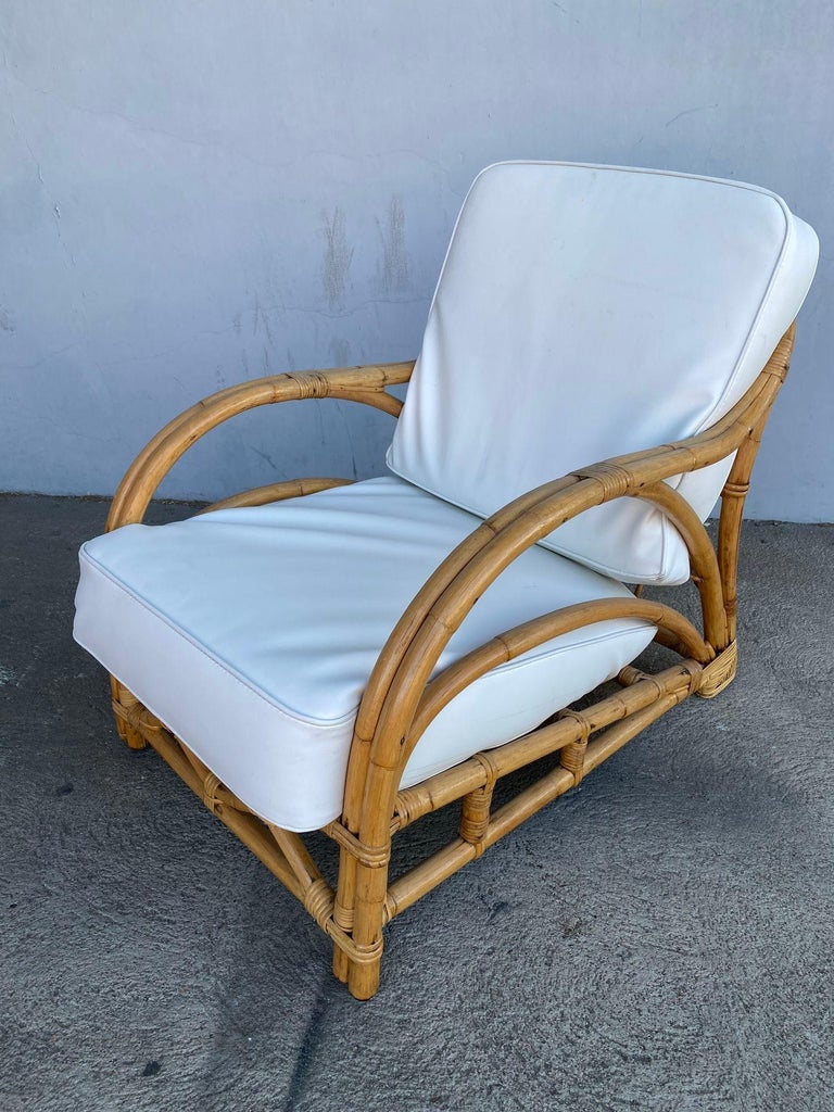 Rare Restored "1940s Transition" Rattan Sofa and Lounge Chair Living Room Set