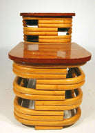Rare Restored Double Tear Drop Stacked Rattan Lounge Chair Sofa Livingroom Set