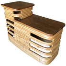 Paul Frankl-Style Stacked Rattan Side Tables with Mahogany Top, Pair, circa 1930
