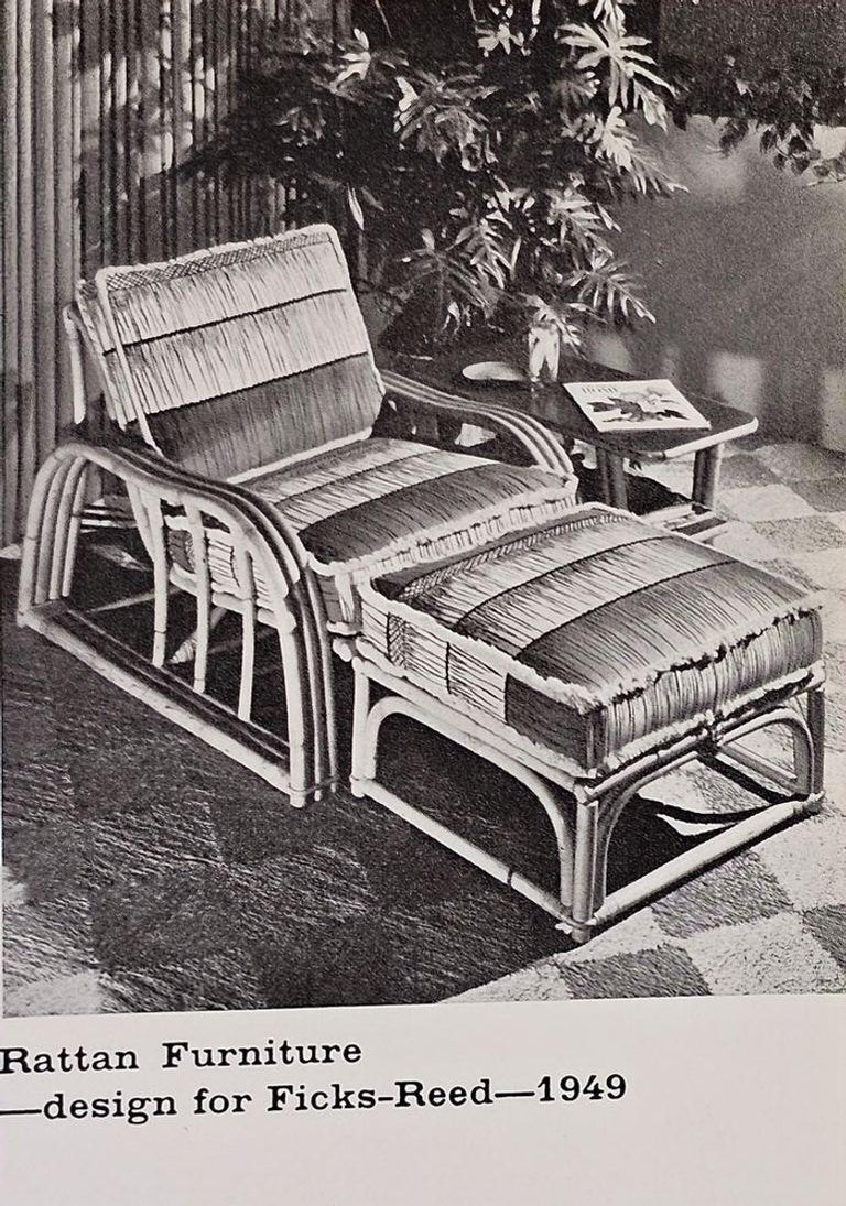 Restored 3-Strand 3 Seat Rattan Sectional Sofa by Paul Laszlo for Ficks Reed