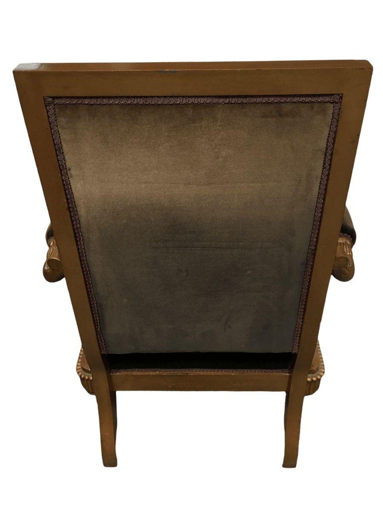 Vintage Velvet Upholstered Gorgeous Armchair with a Painted Dancer on the Back