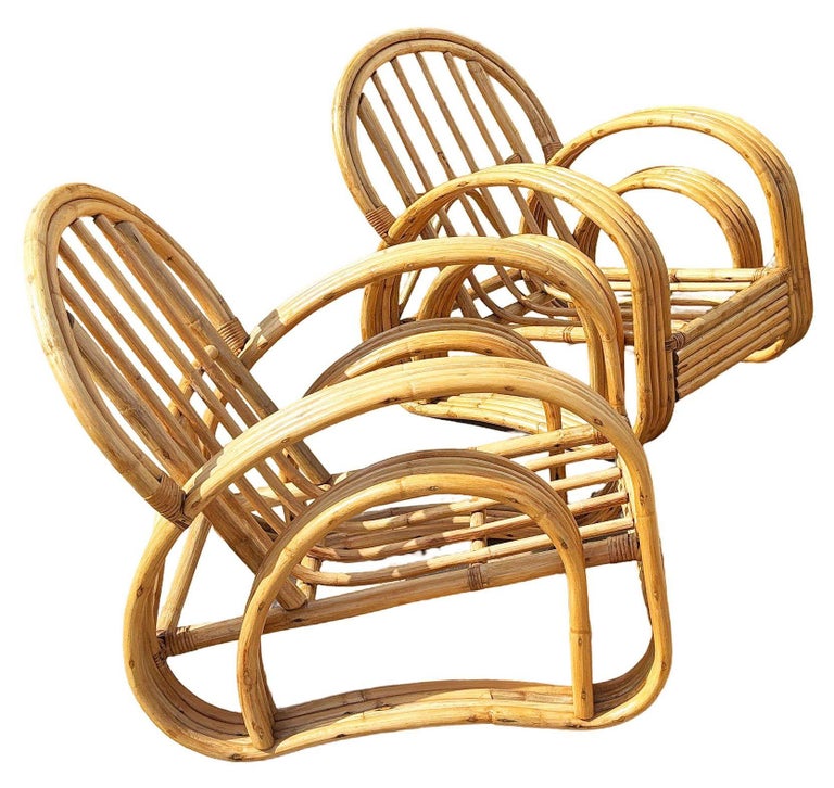 Restored 4-Strand Double Arch Speed Arms Rattan Sofa & Chairs Livingroom Set