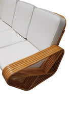 Restored Rattan Six Strand Square 3/4 Pretzel Livingroom Sofa and Chairs Set