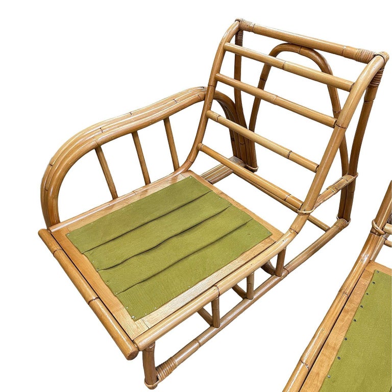 Restored 3-Strand 3 Seat Rattan Sectional Sofa by Paul Laszlo for Ficks Reed