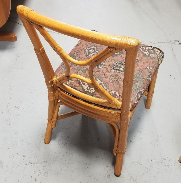 Ficks Reed Restored Rattan Dining Room Table and Chairs Set