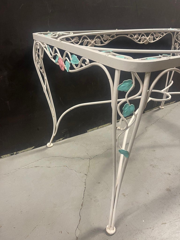 Pink Rose White Iron Garden Table and Chairs Set