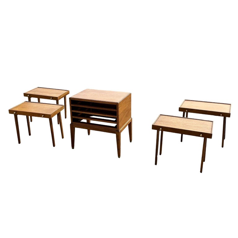 Rare MCM Danish Modern Mahogany Chest of 4 Side Table Stands by Frits Henningsen