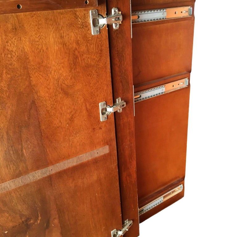 Rare Restored Bespoke Rattan & Mahogany Armoire
