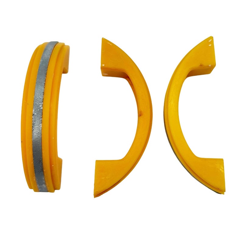 Art Deco Bright Yellow Bakelite Drawer Pulls w/ Chrome Strip, Set of 6