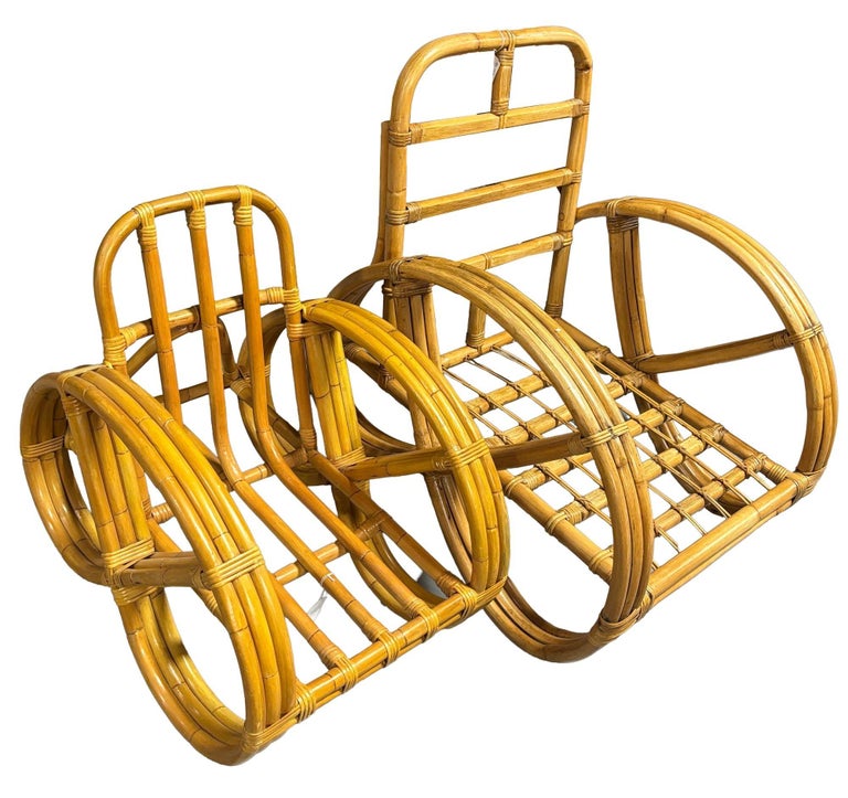 Restored Mid-century Child Size 3-Strand Round Pretzel Rattan Living Room Set