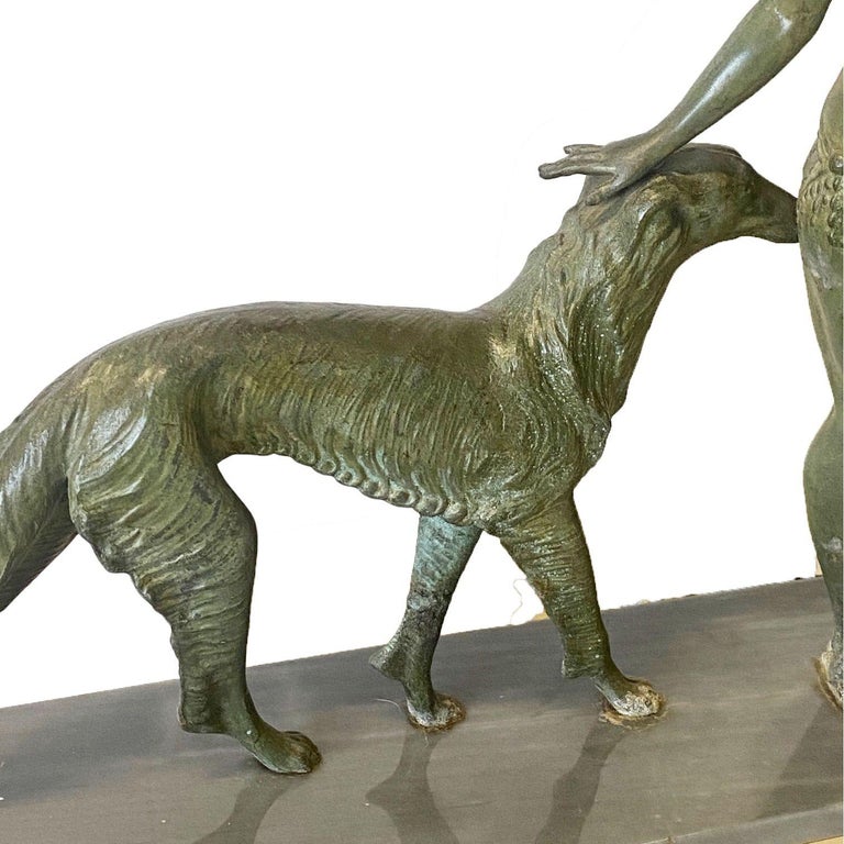 Art Deco Light-up Flapper Bronze Patina Sculpture by Enrique Molins-Balleste