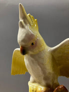 California Pottery Ceramic Tropical Cockatoo on Hibiscus Branch Statue