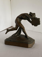 Art Nouveau Nude Female Nymph Cast Bronze Bookends, Pair