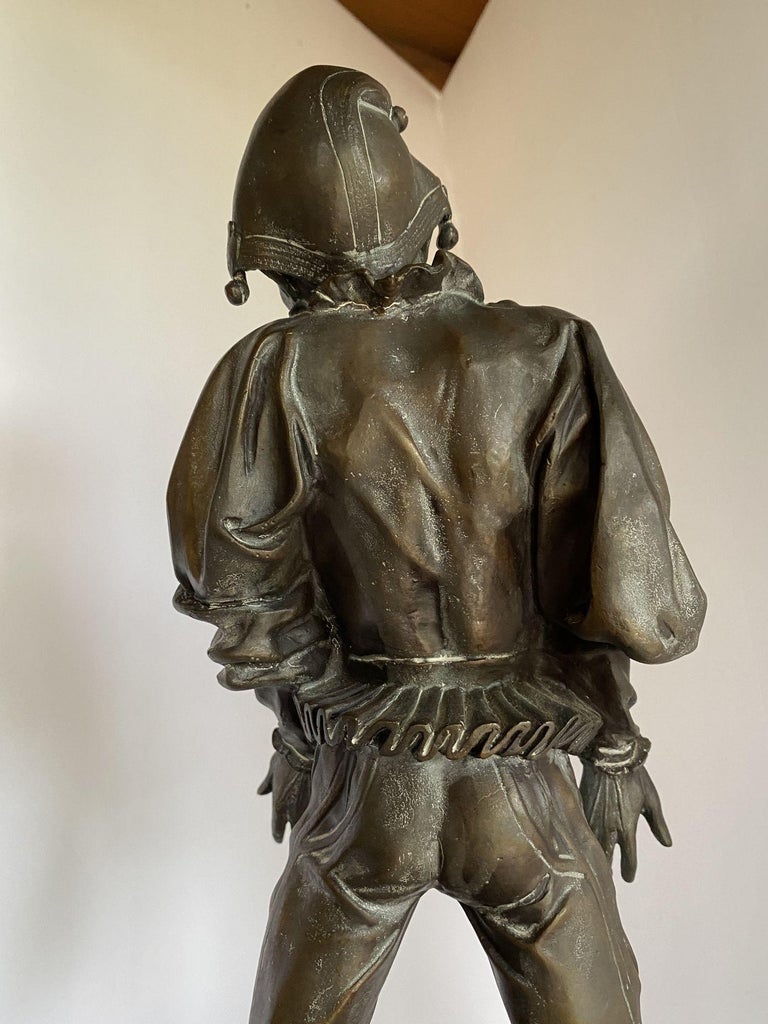 Victorian Bronze Jester Sculpture by After Alfred Barye, France 1860
