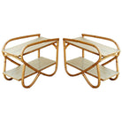 Restored Rattan Side Table with Two-Tier Formica Tops, Pair