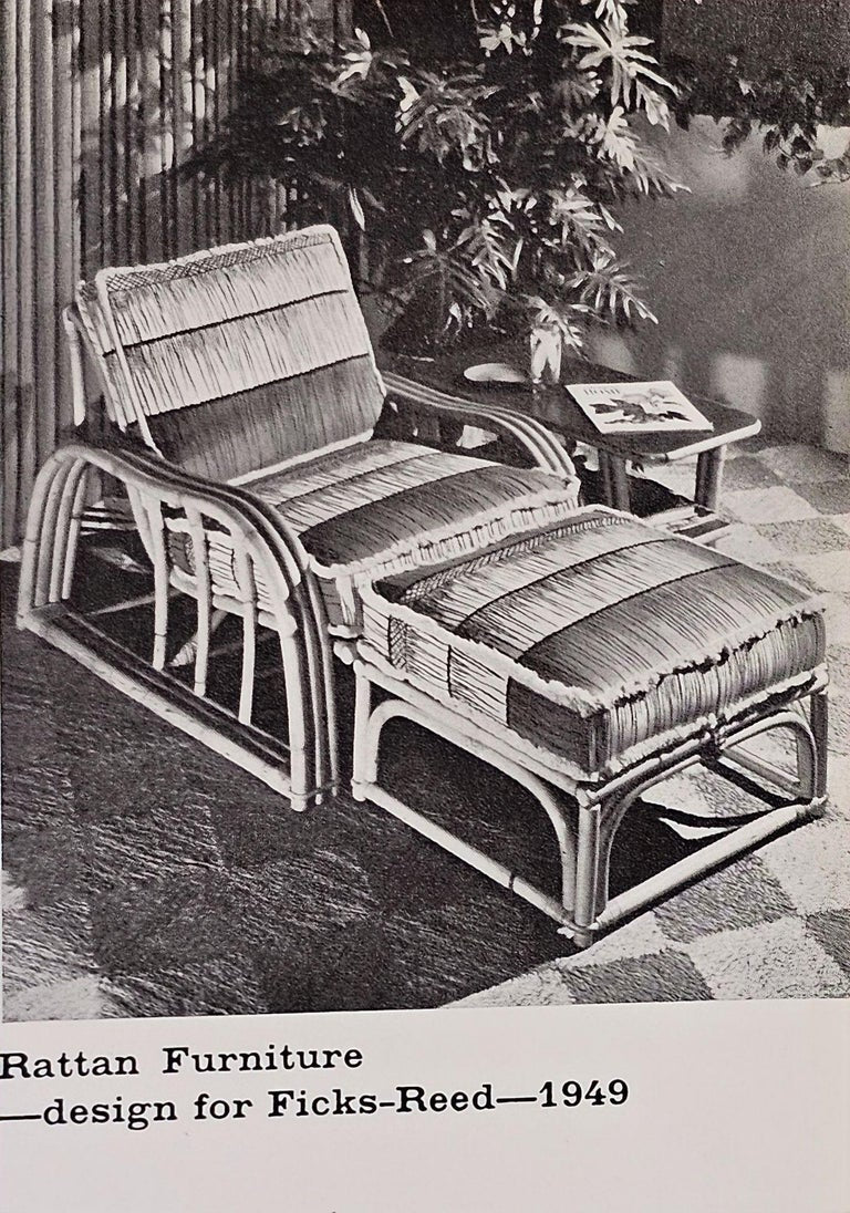 Restored Rattan 3-Strand Sectional Settee Sofa by Paul Laszlo for Ficks Reed