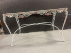 Pink Rose White Iron Garden Table and Chairs Set