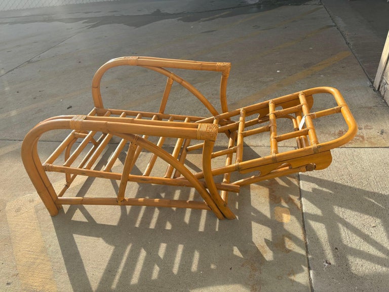 Restored 1940's Transition Rattan Recliner Lounge Chair